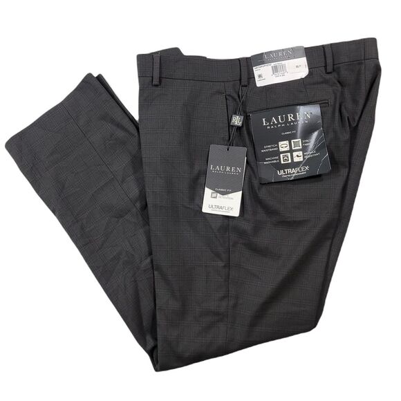 Lauren Ralph Lauren Other - LRL Ralph Lauren Dress Pants Mens 32x32 Dark Brown Check Stretch‎ NEW